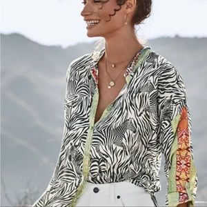 Johnny Was Silk Alvena Button Down